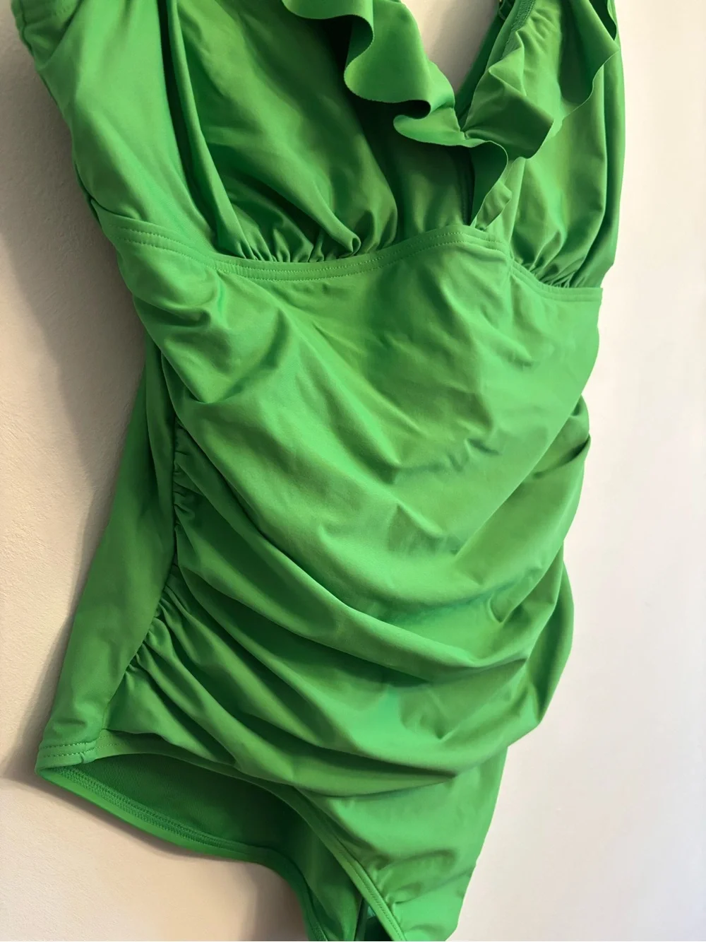 DKNY Ruffle V-Neck One-Piece Swimsuit - Picture 3 of 8